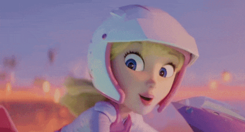 a close up of a cartoon character wearing a helmet and smiling .