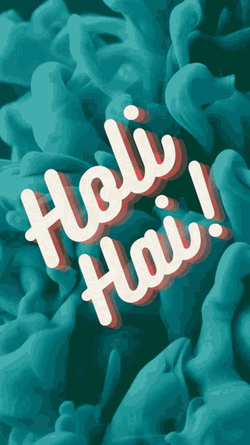 a blue background with the words holi hai written on it