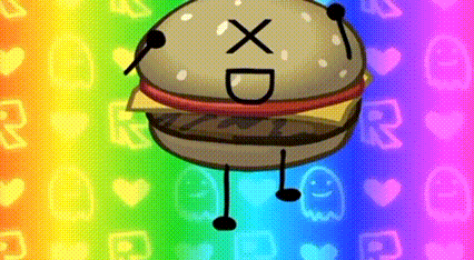 a cartoon drawing of a hamburger with a xd face on it