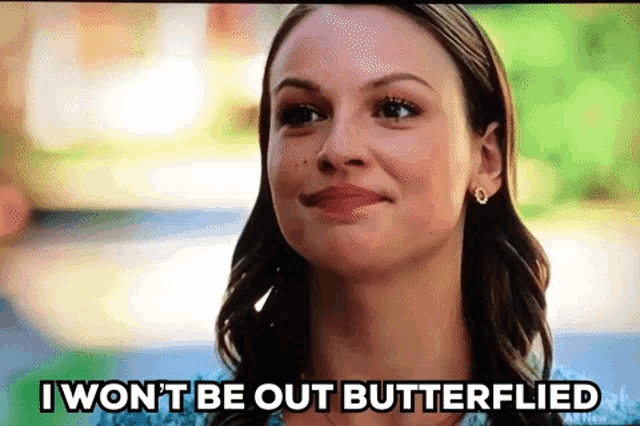 a woman says i won 't be out butterflied on a television screen