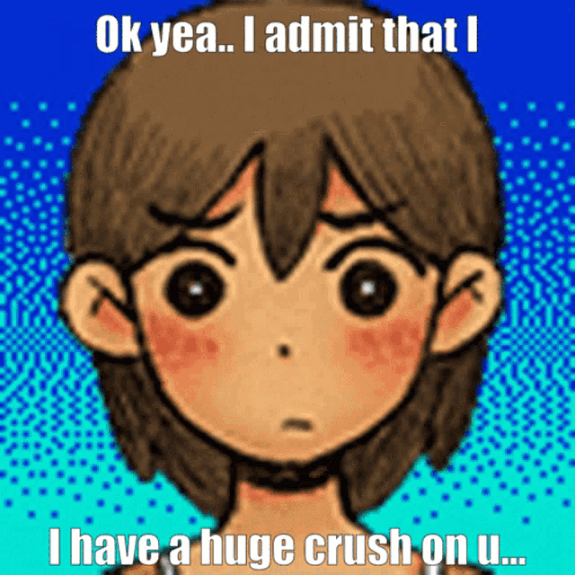a drawing of a girl with the words ok yea i admit that i have a huge crush on u.