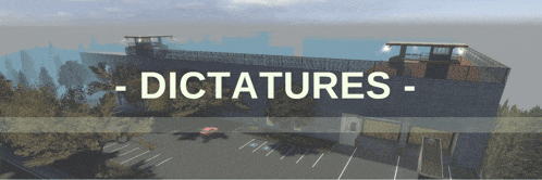 a large building with the words dictatures written on it