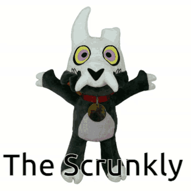 a stuffed animal with the words " the scrunkly " above it