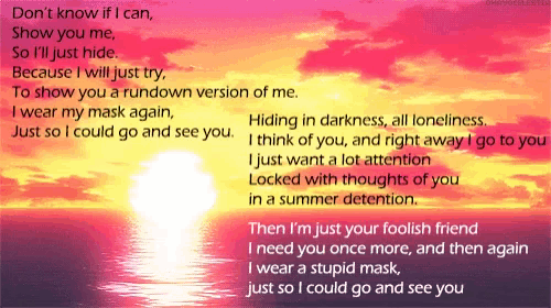 a picture of a sunset with the words " don t know if i can show you me "