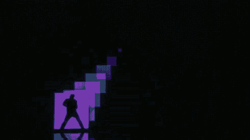a shadow of a person walking up a set of stairs