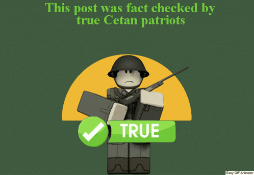 a picture of a soldier with the words this post was fact checked by true cetan patriots above him