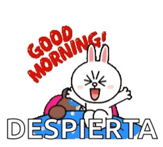 a cartoon of a bunny and a teddy bear saying good morning despierta