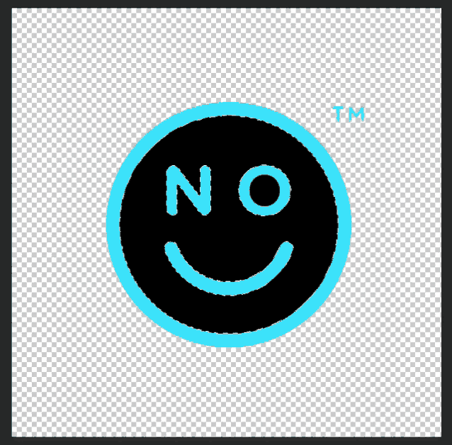 a smiley face in a blue circle that says no