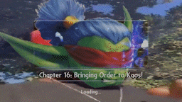 a loading screen for a video game says chapter 16 bringing order to kaos !
