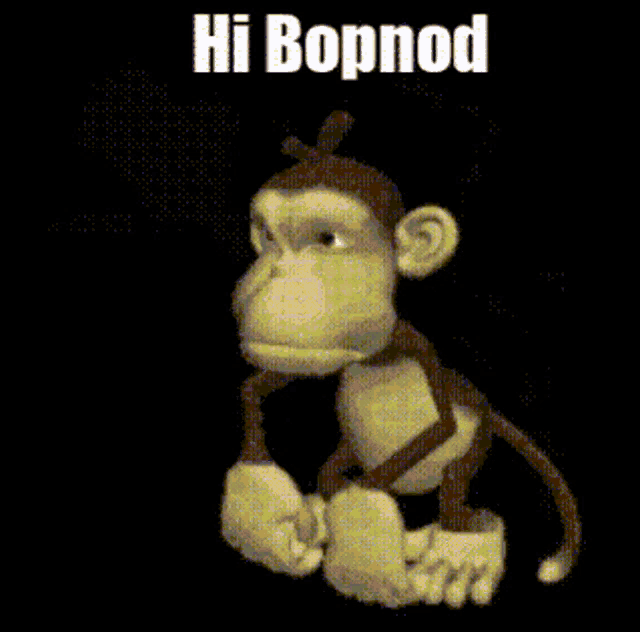 a cartoon monkey is smiling and giving a hug with the words hi bopnod above it