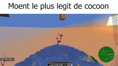 a screenshot of a video game with the words moent le plus legit de cocoon above it