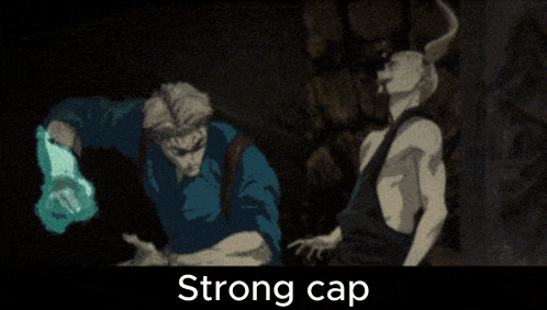 a drawing of a person with the words strong cap below them