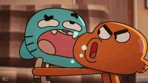 gumball and darwin from the amazing world of gumball are fighting