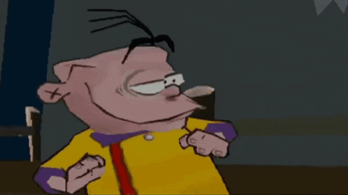 a cartoon character with a yellow shirt and a red tie