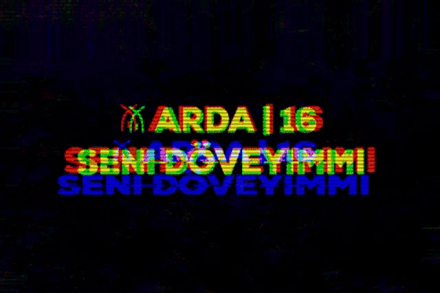 a black background with a rainbow colored text that says " seni doveymmiii "