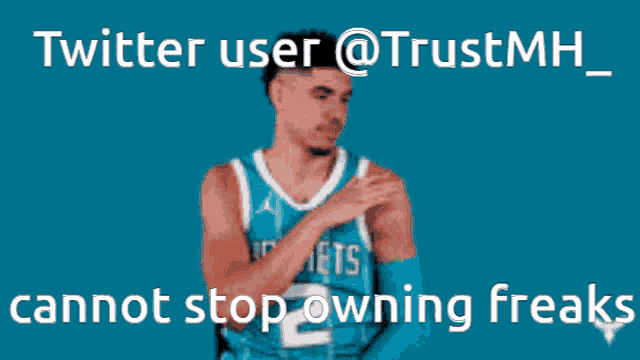 twitter user @trustmh_ cannot stop owning freaks on a blue background