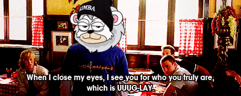 a cartoon of a bear wearing a beanie that says umba on it