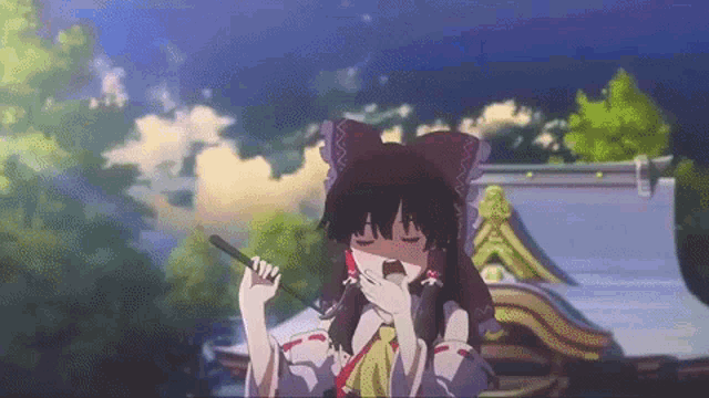 Touhou Reimu GIF - Touhou Reimu Yawn GIFs