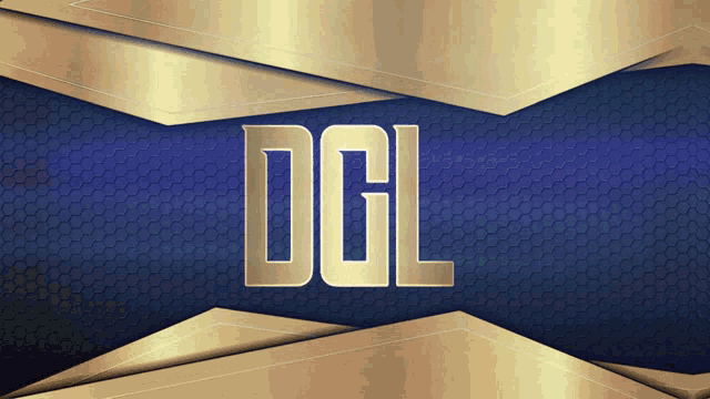 a blue and gold background with the letters dgl on it
