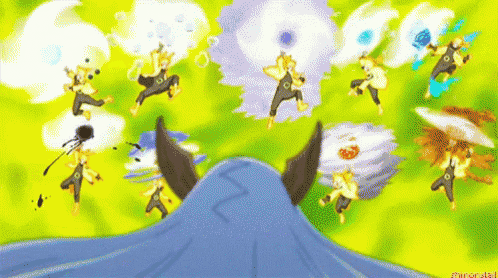 a group of cartoon characters are fighting each other on a green and yellow background .