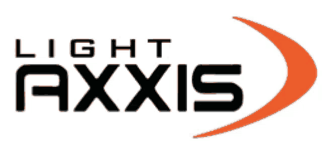 a logo for light axxis with an orange arrow pointing to the right