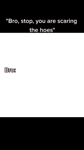 a cartoon says " bro stop you are scaring the hoes " on the bottom of the image