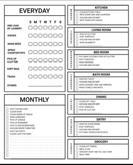 a weekly and monthly checklist for a home