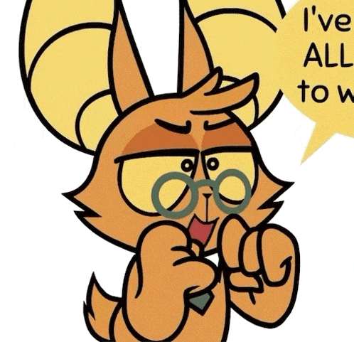 a cartoon cat with glasses and a yellow speech bubble that says i 've always tow