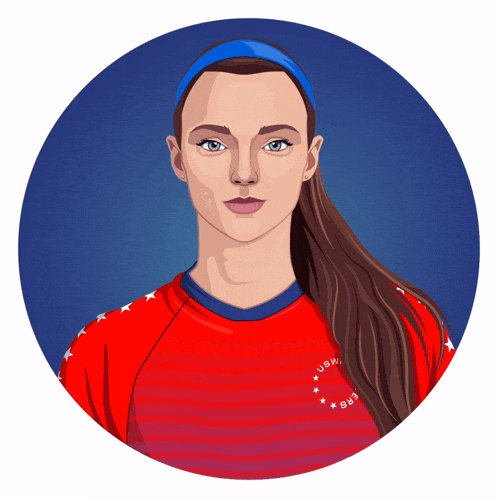 a drawing of ashley hatch with a red shirt on