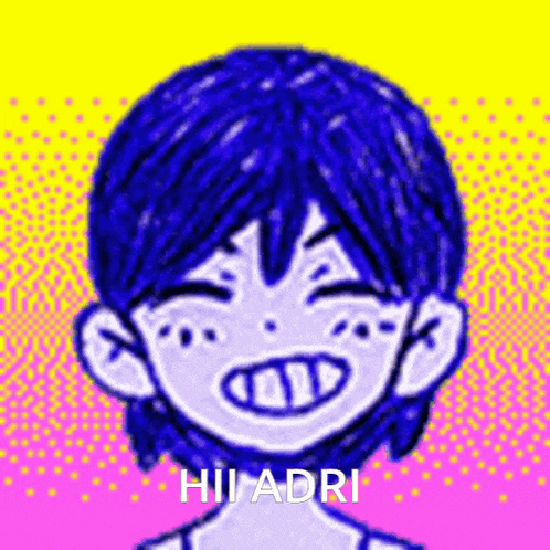 a close up of a person 's face with the name hii adri written on it .