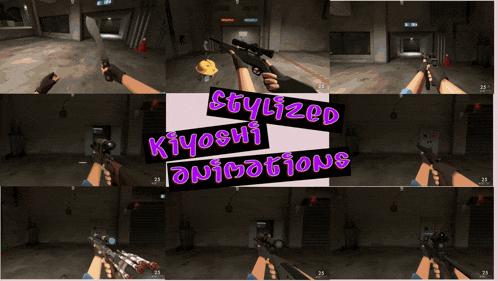a collage of images with the words stylized kiyoshi animations on the bottom