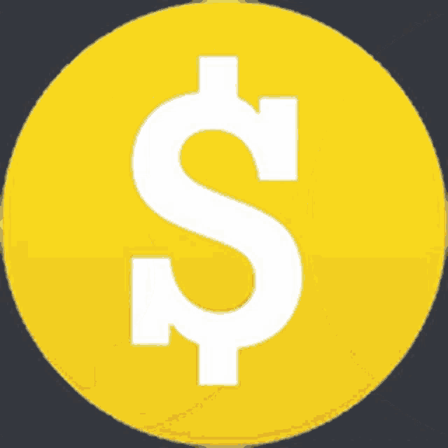 a yellow circle with a white dollar sign in it