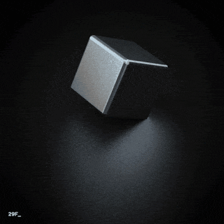 a black cube with the number 29f on it