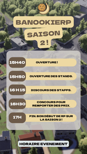 an advertisement for banookierp saison 2 shows a map of a town