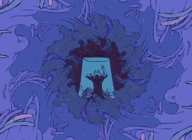 a painting of a person 's face with a blue background