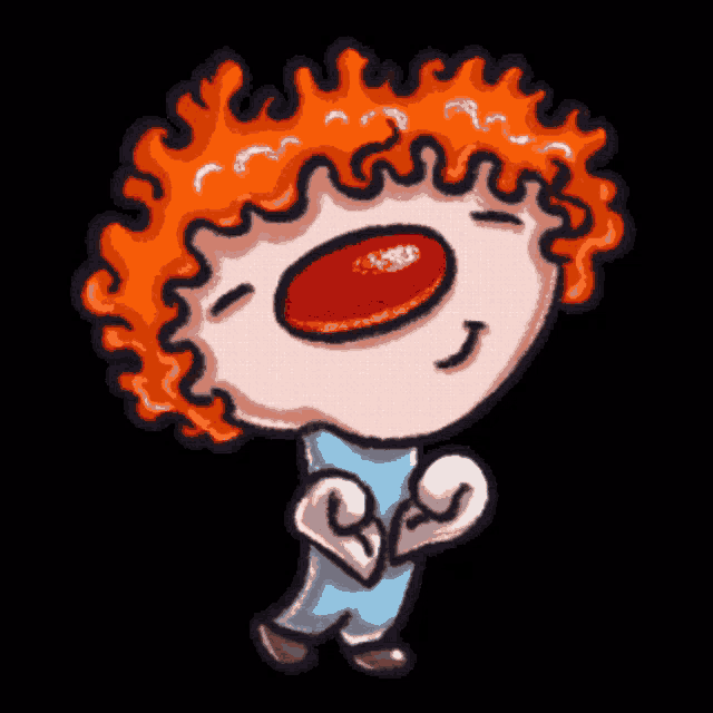 a cartoon drawing of a clown with red hair