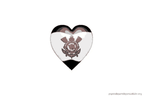 a black and white heart with a corinthians logo on it