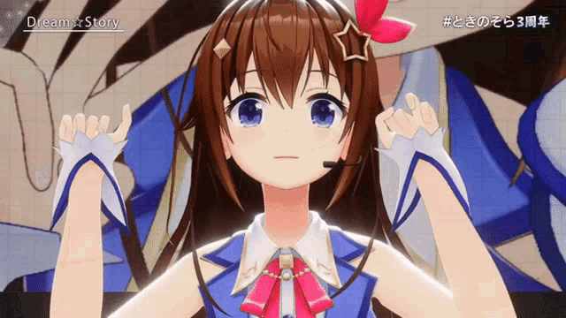 a cartoon girl with a star on her head and the words dream story above her