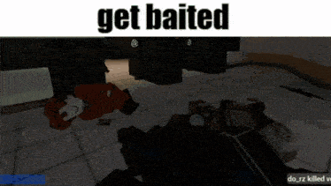 a screenshot of a video game with the words get baited