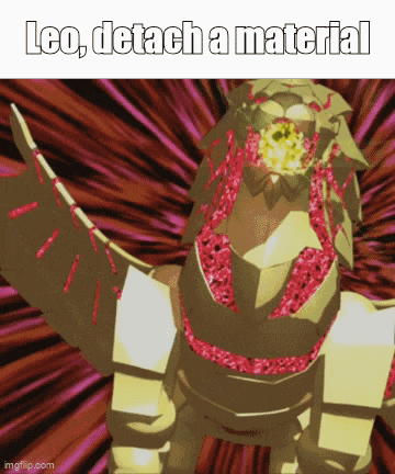 a picture of a monster that says leo detach a material on it