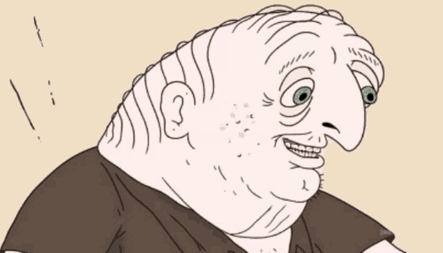a cartoon drawing of a man with a big head