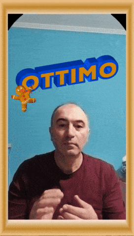 a picture of a man with the word " ottimo " behind him
