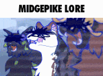 a cartoon drawing of a cat with the words midgepike lore written above it