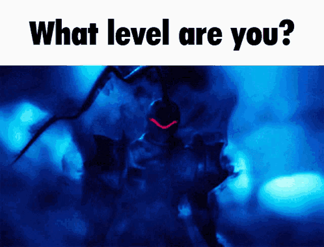 a picture of a monster with the words " what level are you " below it