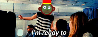 a woman with a monkey on her head and the words i 'm ready to