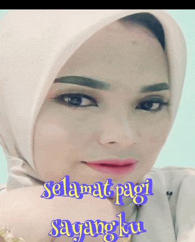 a woman wearing a hijab with the words selamat pagi