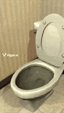 a toilet with the lid up and the words " viggle.ai " on the bottom right