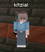 a minecraft character with a pink cape and the name kitzial