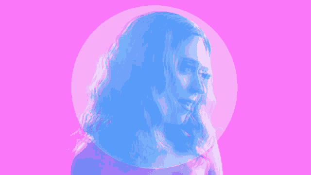 a woman with a blue circle around her head