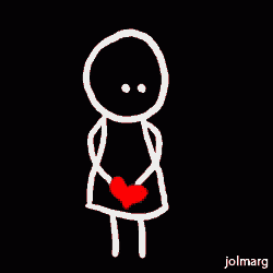 a drawing of a stick figure holding a string of hearts with the name jolmarg on the bottom